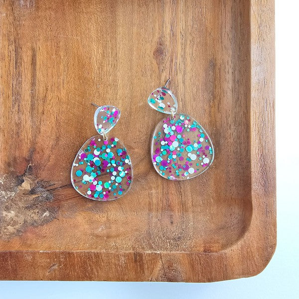 Penelope Blue Violet Confetti Earrings