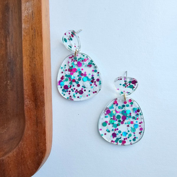 Penelope Blue Violet Confetti Earrings