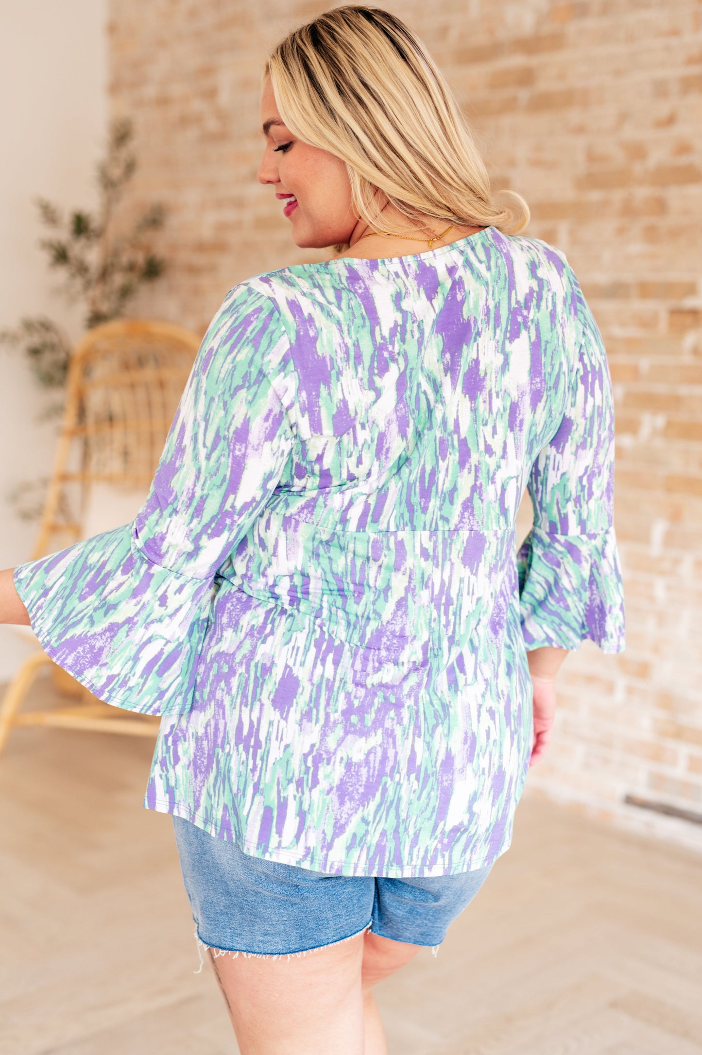 Tide Pool Bell Sleeve Top